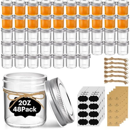 ComSaf 2 oz Mini Mason Jars Bulk Set, 48 Pack Glass Jars with Lids | Bpa-Free Materials, Ginger Shots, Honey Samples, Dressing Containers, Sauces, Spices, Wedding Favors, For Canning Project - size: 2oz*48