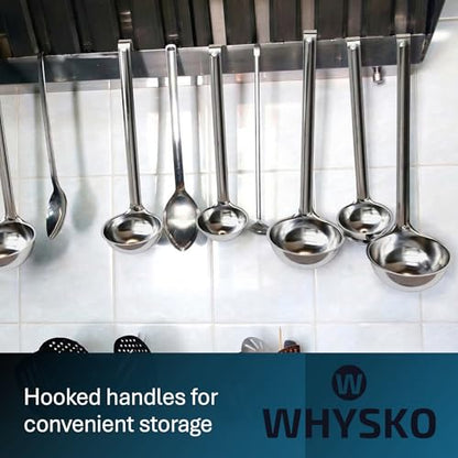 3-Pack Stainless Steel Soup Ladles, 4 oz Heat Resistant Serving Spoons | Whysko Metal Ladles for Cooking and Serving Soups & Sauces, Commercial Grade for Restaurants & Catering, Dishwasher Safe - size: 4 Ounce (3-Pack)