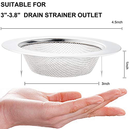 LASSHSWA 3 PCS Kitchen Sink Strainer Stainless Steel, Kitchen Sink Drain Strainer，Sink Strainers with Large Wide Rim 4.5" Diameter for Kitchen Sinks - style: 3 PACK