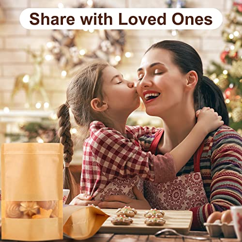 Geosar 600 Pcs Stand up Kraft Pouches with Window 6 x 9 Inch Kraft Paper Sealable Pouches with Notch Heat Sealable Resealable Bags for Small Business, Zipper Food Storage for Packaging, Snacks - size: 6 x 9 Inch