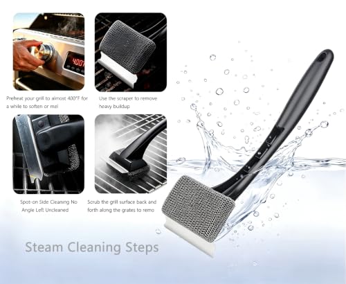 Bristle-Free Grill Brush & Scraper,Durable, Efficient and Extra Safe BBQ Cleaning Brush for Cast Iron and Stainless Steel Outdoor Grills(Fine Mesh) - size: Fine Mesh