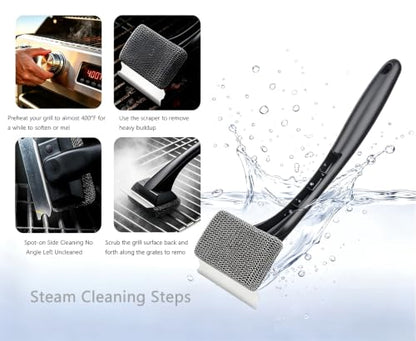Bristle-Free Grill Brush & Scraper,Durable, Efficient and Extra Safe BBQ Cleaning Brush for Cast Iron and Stainless Steel Outdoor Grills(Fine Mesh) - size: Fine Mesh