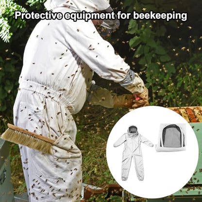 Ventilated Bee Suit - Cotton Blend Protective Suit, Hooded Beekeeping Gear Set | Lightweight Fabric Beekeeping Outfit, Full Body Protection Clothing for Men, Women, Beginner, Professional Use - color: L
