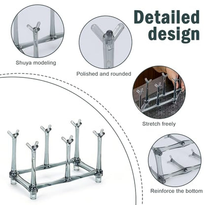 Plastic Bag Drying Rack, 6-Branch Stand for Reusable Bags, Bottle Drying Rack,Cup Drying Rack, Compact Countertop Organizer for Kitchen, Gray