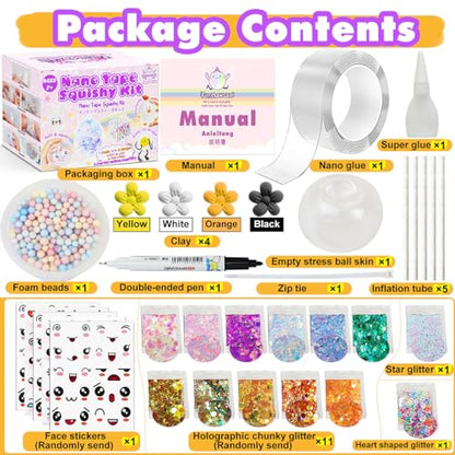 FUNSHOWCASE Nano Tape Bubble Kit with Clay, Marker, 6-Design Guide Squishy Maker Set - color: Nano Tape Bubble