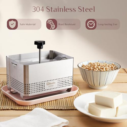 Tofu Press Stainless Steel, Paneer Maker with Upgraded Deep-Press Design, Improves Tofu Flavor and Texture, for Homemade Tofu, Paneer Press and Cheese Press, Multi-Functional Kitchen Tool, BPA Free - size: L