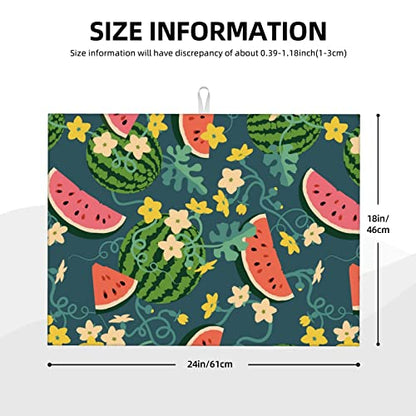 Large Dish Drying Mats For Kitchen Counter Microfiber Kitchen Drying Mat XL Draining Pad Absorbent Quick Drying Dish Mat 18x24 Inch - Watermelons - color: Watermelons