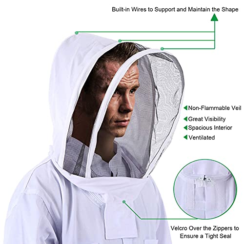 Professional Bee Suit for Men Women, Beekeeping Suit with Glove &Ventilated Hood, Multi-Size Outfit for Bee Keeper Catcher Christmas Costume (XL for 5'7"-5'11") - style: Xl for 5'7"-5'11"