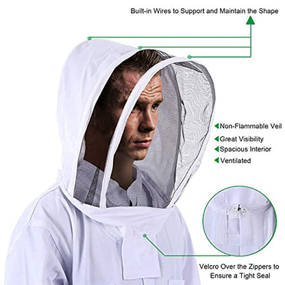 Professional Bee Suit for Men Women, Beekeeping Suit with Glove &Ventilated Hood, Multi-Size Outfit for Bee Keeper Catcher Christmas Costume (XL for 5'7"-5'11") - style: Xl for 5'7"-5'11"