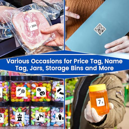L LIKED 1" x 1" Square Thermal Labels, Removable Labels with No Residue, Water and Oil Resistant, Use for Both Home and Office (1 Roll, 1380 Labels) - size: 1x1-1380