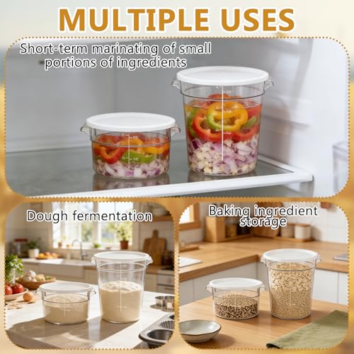 4-Piece Dough Fermentation Buckets with Lids - Dual Sizes (2Qt & 4Qt) Clear Baking Fermentation Tubs, Airtight Dough Proofing Containers for Bread, Pizza, Sourdough & Overnight Cold Ferment - color: Round