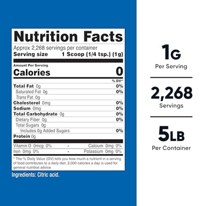 Nutricost Citric Acid Powder (5LB) - Non-GMO, Gluten Free - size: 80 Ounce (Pack of 1)
