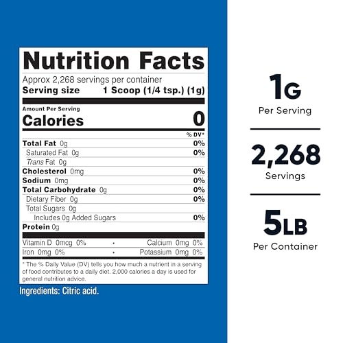 Nutricost Citric Acid Powder (5LB) - Non-GMO, Gluten Free - size: 80 Ounce (Pack of 1)
