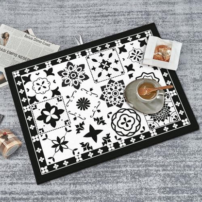 Retro Black Pattern Dish Drying Mat For Kitchen Counter, Super Absorbent Microfiber Dish Drying Pad, Kitchen Gadgets For Easy Clean Multi-Use Large 18"x24" - color: Retro Black Pattern