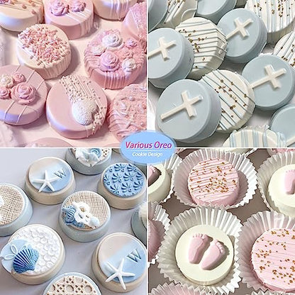 Sakolla 3 Pcs Round Chocolate Cookie Molds, 12-Cavity Cylinder Silicone Molds for Chocolate, Cake, Candy, Pudding, Mini Soap (2 Rose Red+1 Blue) - color: 3 Pcs/Rose Red&Blue