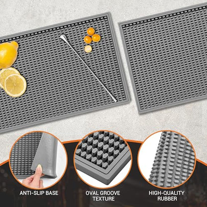 ZJWZLG Bar Mat 18"X12"(2 Pcs) Non-Slip Rubber Bar Mat, Spill Proof & Design,Easy to Clean Textured Surface forHome Bar,Coffee Station, Bartending - Protects Countertops & Glassware(Gray). - color: Grey-2pcs, size: 18" x 12"