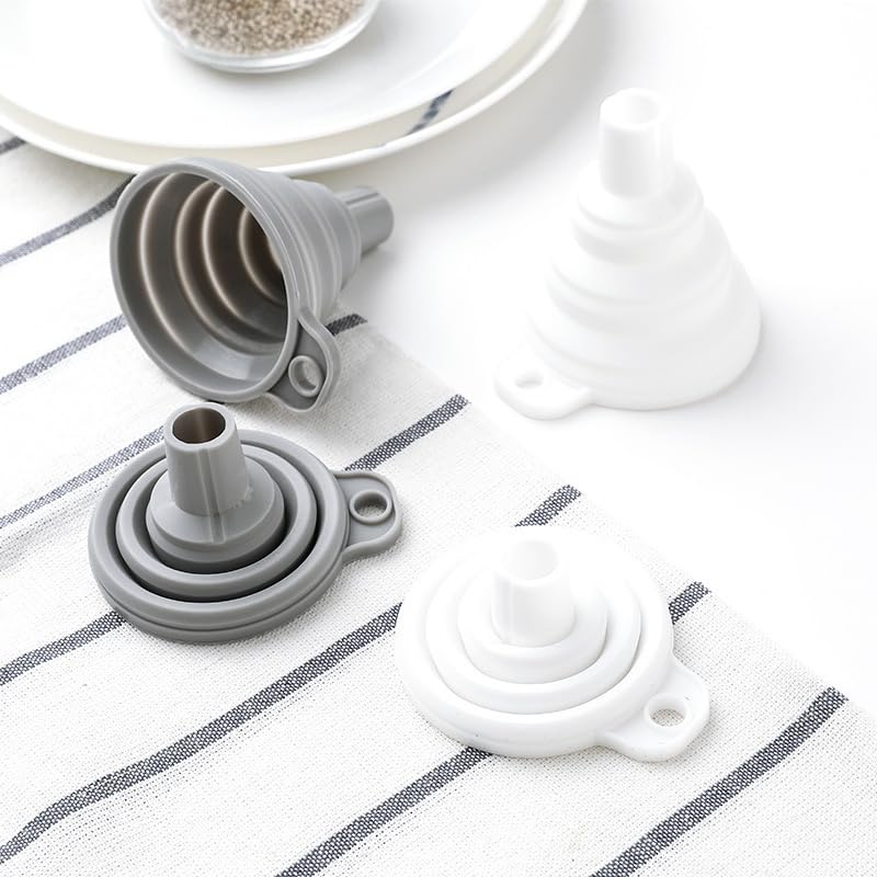 4 Pack Silicone Collapsible Funnels for Kitchen Use Filling Bottles - Small and Large Kitchen Funnel Set - Food Grade Silicone Funnel Deal for Filling Bottles, Water, Food and Kitchen Use