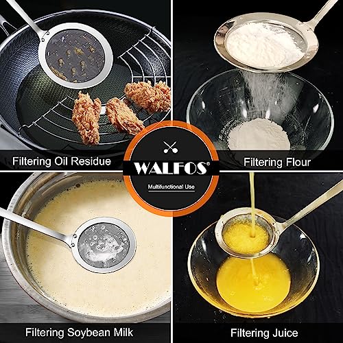 Walfos Fat Skimmer Spoon, 304 Stainless Steel Fat skimmer For Cooking, Fine Mesh Strainer, Food Strainer Fit For Separation Of The Floating Foam, Fat, Grease - Set of 2 Sise - style: 2pcs (3", 4") Skimmers