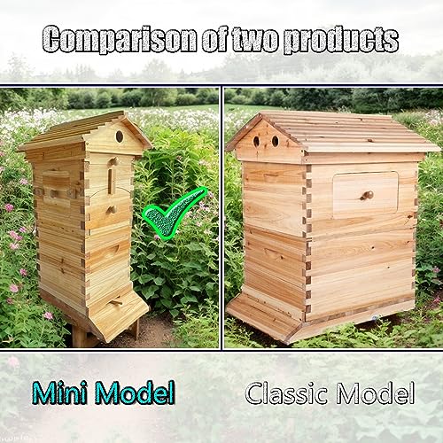 Mini Nuc Beehive Starter Kit, Auto Bee Box with 4 Auto Super Frames and 6 Brood Frames for Beginner Beekeeping