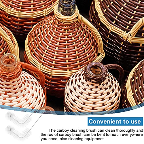 Honeydak 2-Pack 30 Inch Carboy Brush, Nylon & Steel, L-Shape, Clear, 76cm, Wine Making & Beer Brewing, Glass Carboy Cleaning Brush