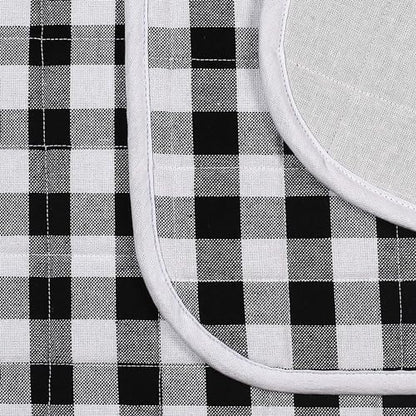 Ramanta Home Buffalo Plaid Check Dish Drying Mat Set of 2 Black - 18x24 Inches, Cotton Top Cover Absorbent Dish-Drying Mats For Sink, Dishwasher | Extra Large Kitchen Countertop Protector Dishes Pad - color: Black-White