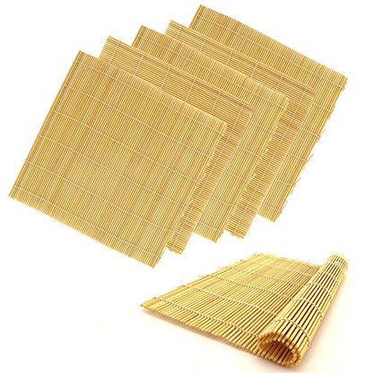 BambooMN 6X Natural Professional Grade Bamboo Sushi Making Rolling Mats 11.8" x 11.8", All Natural Bamboo - color: Natural, size: 11.8 Inch x 11.8 Inch