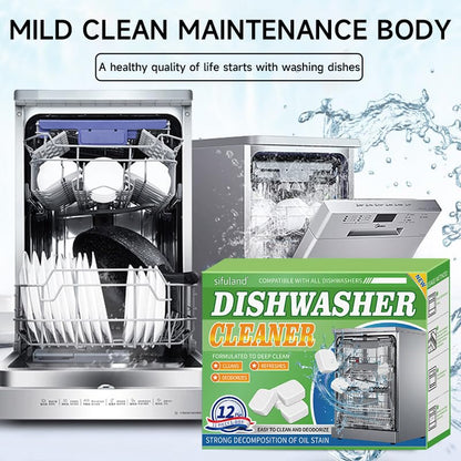 Dishwasher Cleaner and Deodorizer Tablets-12 Pack, Heavy Duty Deep Cleaning Descaler Pods for Dish Washer Machine, Removes Limescale, Odor, Grease, and Hard Water Stains, Septic Safe