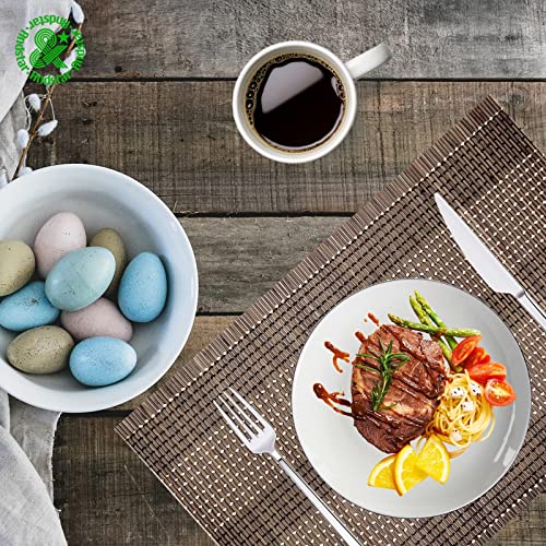 Set of 8 Pcs Bamboo Placemats Natural Anti-Slip Bamboo Placemats Washable Heat-Resistant Table Mats for Dining Room and Kitchen(Coffee+White+Black) - color: Coffee+white+black, size: Set of 8 Placemat 17.7 x 11.8 inch