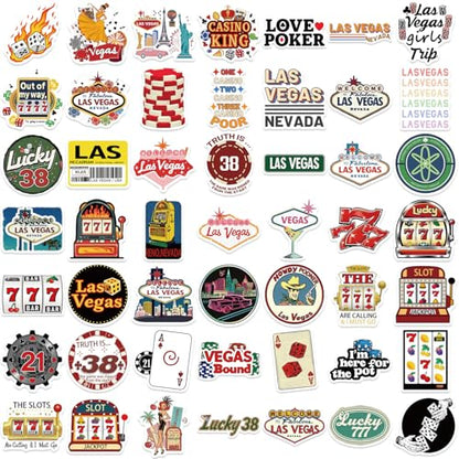 50Pcs Las Vegas Stickers, Cute Nevada Las Vegas City Waterproof Vinyl Laptops Decorative Decals, WLJIAO Kids Girls Water Bottles Luggage Journal Phone Guitar Party Gift Graffiti Sticker Pack - color: Las Vegas