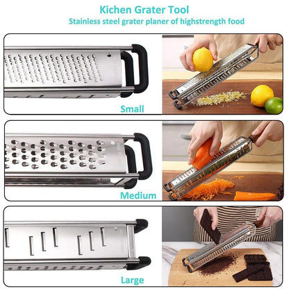3 in 1 Cheese Grater Zester Citrus Lemon 304 Stainless Steel Zester Versatile Sharp Tool for Parmesan Cheese Ginger Garlic Nutmeg Chocolate Vegetables Fruits 15'' - color: L-Black