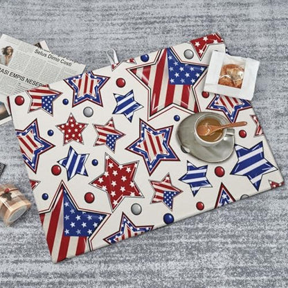 American Flag Stars Microfiber Dish Drying Mat 18x24 Inch - Absorbent Non-Slip & Quick Dry Kitchen Counter Dish Drainer Pad, Rustic Farmhouse Style - color: American Flag Stars2