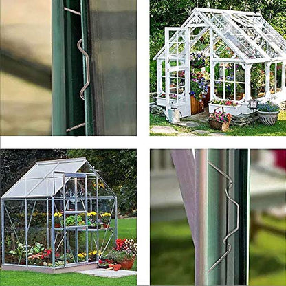 100 PCS Greenhouse Glazing Clips, Stainless Steel W Type Clip, Aluminium Greenhouse Care, W-Wire Green House Fitting - size: 100Pcs