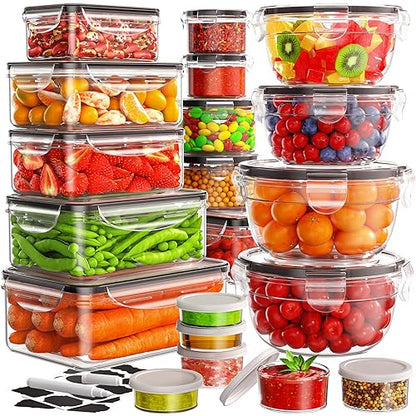 JSCARES 40 PCS Food Storage Containers with Lids Airtight (20 Lids &20 Containers) - Leakproof Meal-Prep Containers for Kitchen Storage Reusable Plastic Microwave/Dishwasher Safe with Labels & Pen - color: 20 Pack