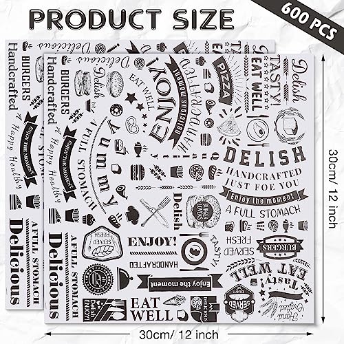 600 Pcs 12 x 12 Inch Deli Wax Paper Sheets Grease Resistant Tray Basket Liners Newsprint Paper Water and Grease Proof Sandwich Wrapping Square Hot Dog Wrappers for Food Baking (White) - color: White