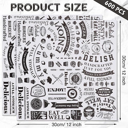 600 Pcs 12 x 12 Inch Deli Wax Paper Sheets Grease Resistant Tray Basket Liners Newsprint Paper Water and Grease Proof Sandwich Wrapping Square Hot Dog Wrappers for Food Baking (White) - color: White