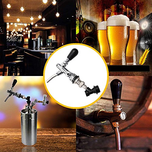OneBom Beer Tap with Flow Control, Beer Draft Faucet Adurable, with Black Handle Lever & Liquid Ball Lock Post for Keg Home Bar - color: 2'' Adjustable Tap