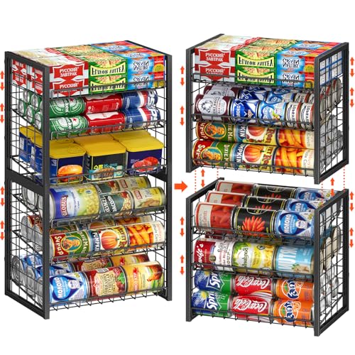 X-cosrack 2 Packs 3 Tier Sturdy Stackable Can Organizer for Pantry, Adjustable Pantry Organizer and Storage for Canned Food Can Goods, Kitchen Can Dispenser Storage Holder for Soda Drinks Snacks - size: 3Tier -2 Packs