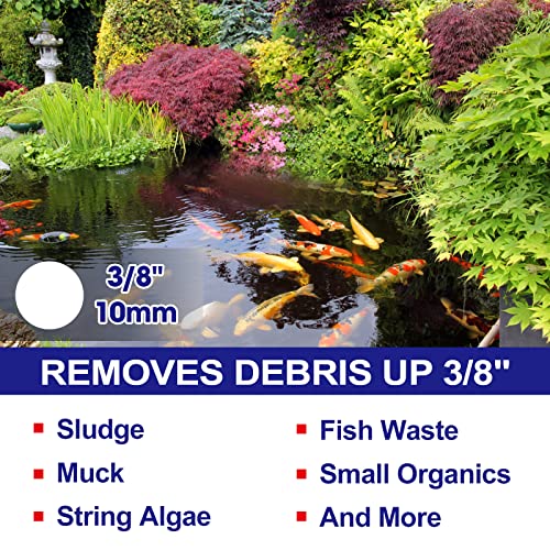 KEIKI Pond Vacuum Cleaner Outdoor, Garden Ponds Cleansweep Kit Quickly Removes Sludge & Debris, Include Intake Suction Hose, Extension Tubes, Vacuum Nozzles, Output Hose & Debris Collection Bag, Black