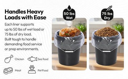 5 Gallon Bucket Liner Bags for Marinating and Brining, Food Grade, BPA Free, Extra Heavy Duty Leak Proof (10 pack)