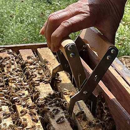 Stainless Steel Frame Gripper -, 2PCS, Beehive Frame Gripper, Frame Clamper, Beehive Frame Holder with Wooden Handle,Beekeeping Tools