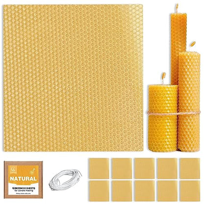 Natural Beeswax Sheets for Candle Making - DIY Beeswax Candle Rolling Kit for Kids & Adults - color: Natural-Honey