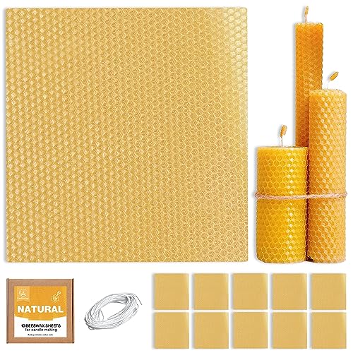 Natural Beeswax Sheets for Candle Making - DIY Beeswax Candle Rolling Kit for Kids & Adults - color: Natural-Honey