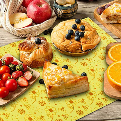 Reusable Beeswax Food Wraps, 13x39 Inch Eco-Friendly Beeswax Wraps for Bread Sustainable Food Storage Wraps Beeswax Paper Roll for Sandwich, Cheese - size: Flower