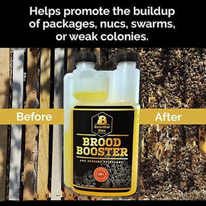 Brood Booster & Feeding Stimulant – 16 oz – Natural Honey Bee Supplement – Boosts Colony Growth – Prevents Syrup Fermentation – Aids Comb Building – Great for Nucs & Swarms - size: 16 Ounce