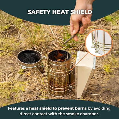 SunVara Bee Smoker Stainless Steel Heat Shield High Standard 11" - style: Smoker