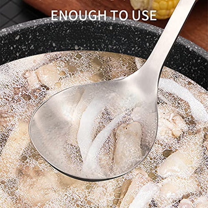 Peohud 4 Pack Soup Ladle Soup Colander, SUS304 Stainless Steel Slotted Hot Pot Ladle Strainer Scoops, Thickening Cooking Skimmer Cookware Utensil for Hotpot Scooping Sauce Serving, 12 Inch