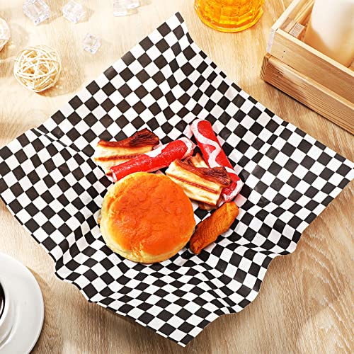 Spakon 1000 Sheets Wax Deli Paper Sheets for Food 12 x 12 Inch Checkered Dry Waxed Deli Basket Liners for Sandwich Wrapping, Food Basket Liners, Picnic party(Black-white) - color: Black-White