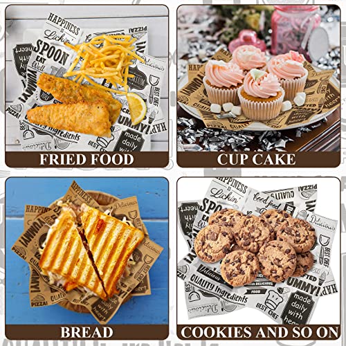 300 Pcs Deli Wax Paper Sheets for Food Grease Resistant Tray Basket Liners White Newsprint Paper Square Hot Dog Wrappers Greaseproof Deli Wrapping Sheets for Outdoor Picnic, Churches, Home Party