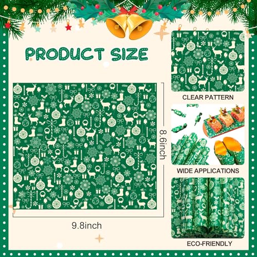 100 Pcs Christmas Wax Paper, Wax Paper Sheets for Food Deli Paper Sandwich Wrap Candy Cookies Wraps, Waterproof Oil-proof Picnic Basket Liners with Snowflake Pattern for Kitchen Handmade Food(Green)… - color: Green Snowflakes