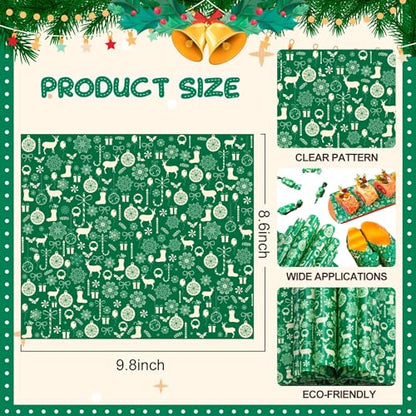 100 Pcs Christmas Wax Paper, Wax Paper Sheets for Food Deli Paper Sandwich Wrap Candy Cookies Wraps, Waterproof Oil-proof Picnic Basket Liners with Snowflake Pattern for Kitchen Handmade Food(Green)… - color: Green Snowflakes